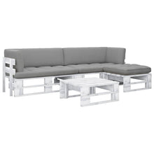 4-Delige Loungeset Pallet Met Kussens Geïmpregneerd Hout Grijs 1
