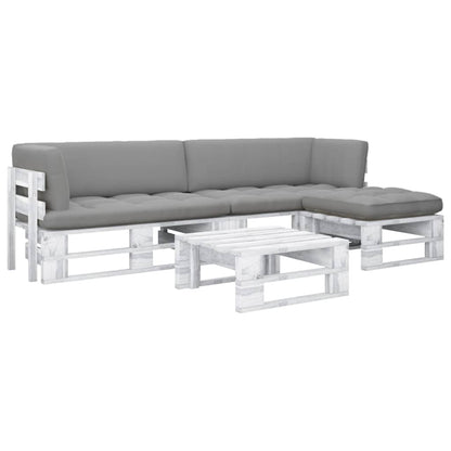4-Delige Loungeset Pallet Met Kussens Geïmpregneerd Hout Grijs 1