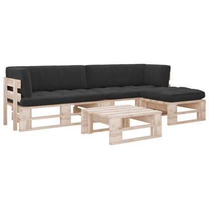 4-Delige Loungeset Pallet Met Kussens Geïmpregneerd Grenenhout Zwart 1 Bruin