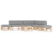 6-piece Lounge Set Pallet with Cushions Impregnated Pinewood