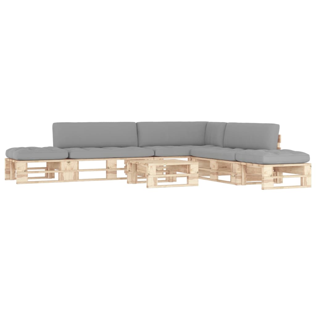 6-Delige Loungeset Pallet Met Kussens Geïmpregneerd Grenenhout Grijs 1 Bruin