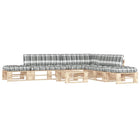 6-Piece Pallet Lounge Set with Cushions Impregnated Pinewood Grey Diamond Pattern 1