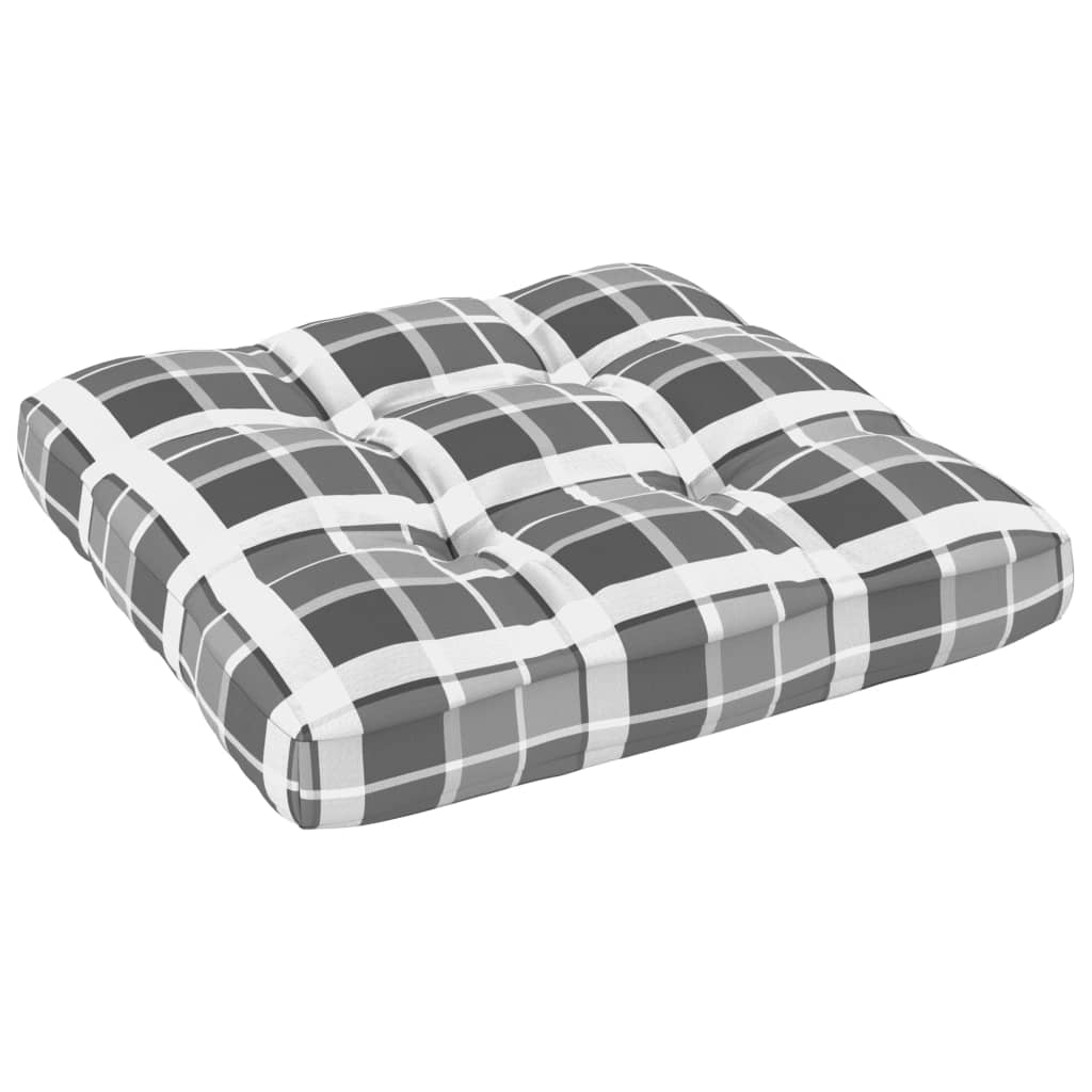 6-Delige Loungeset Pallet Met Kussens Geïmpregneerd Grenenhout Grijs Ruitpatroon 1