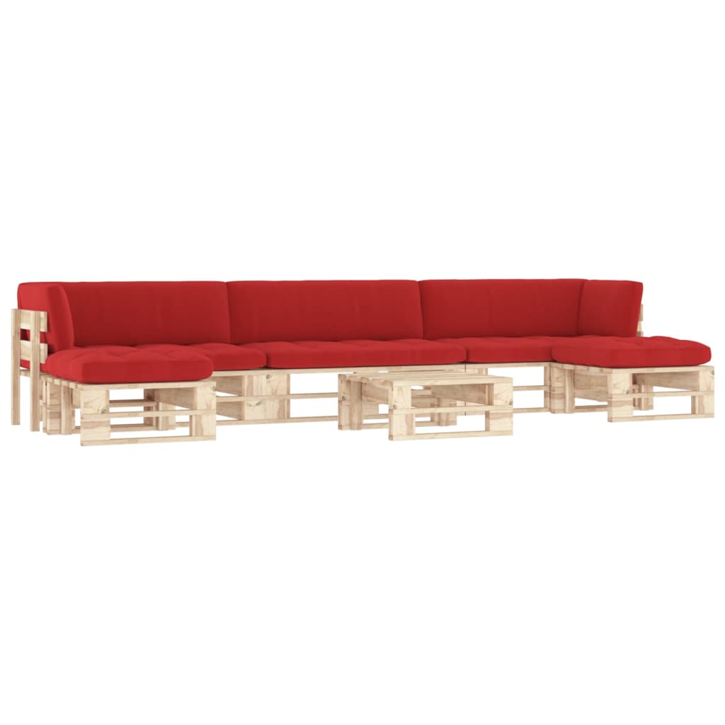6-Delige Loungeset Pallet Met Kussens Geïmpregneerd Grenenhout Rood 1 Bruin