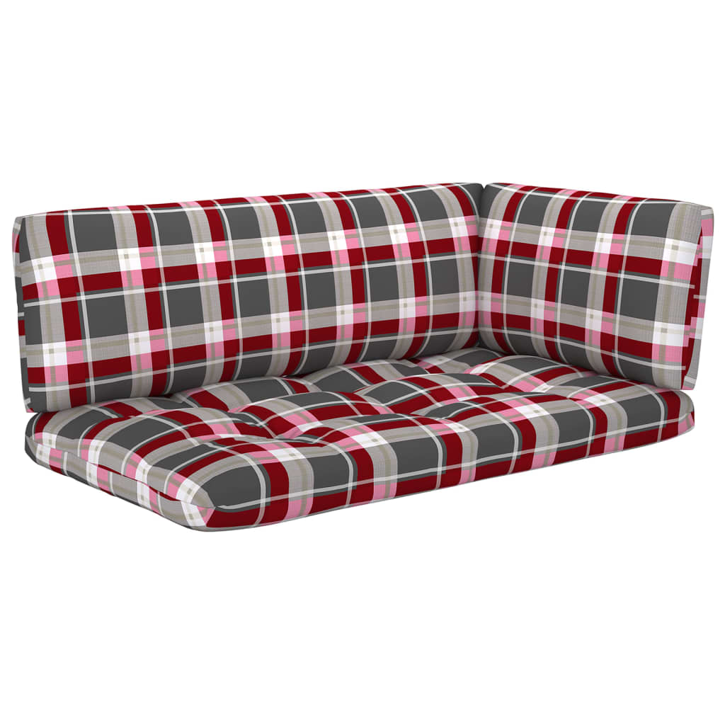 6-Delige Loungeset Pallet Met Kussens Geïmpregneerd Grenenhout Rood Ruitpatroon 1