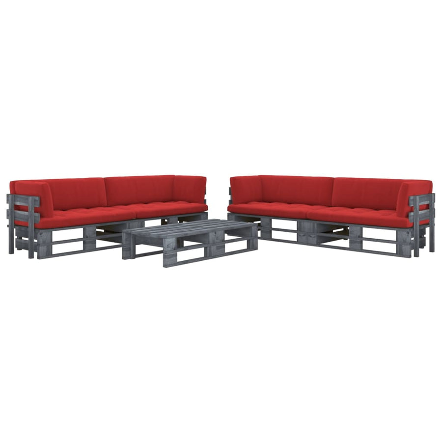 6-Delige Loungeset Pallet Met Kussens Geïmpregneerd Hout Rood 1