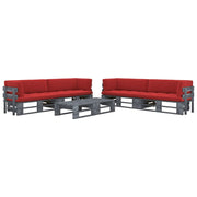 Loungeset pallet 6-delig geïmpregneerd hout grijs