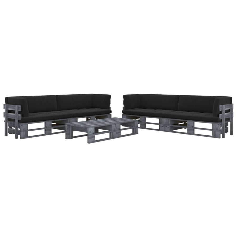 6-Delige Loungeset Pallet Met Kussens Geïmpregneerd Hout Zwart 1