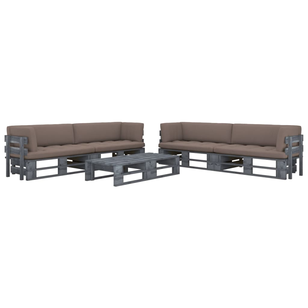 6-Delige Loungeset Pallet Met Kussens Geïmpregneerd Hout Taupe 1