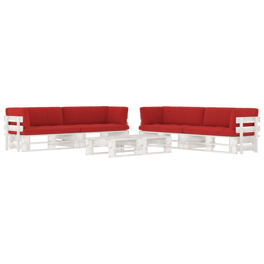 6-Delige Loungeset Pallet Met Kussens Geïmpregneerd Hout Rood 1