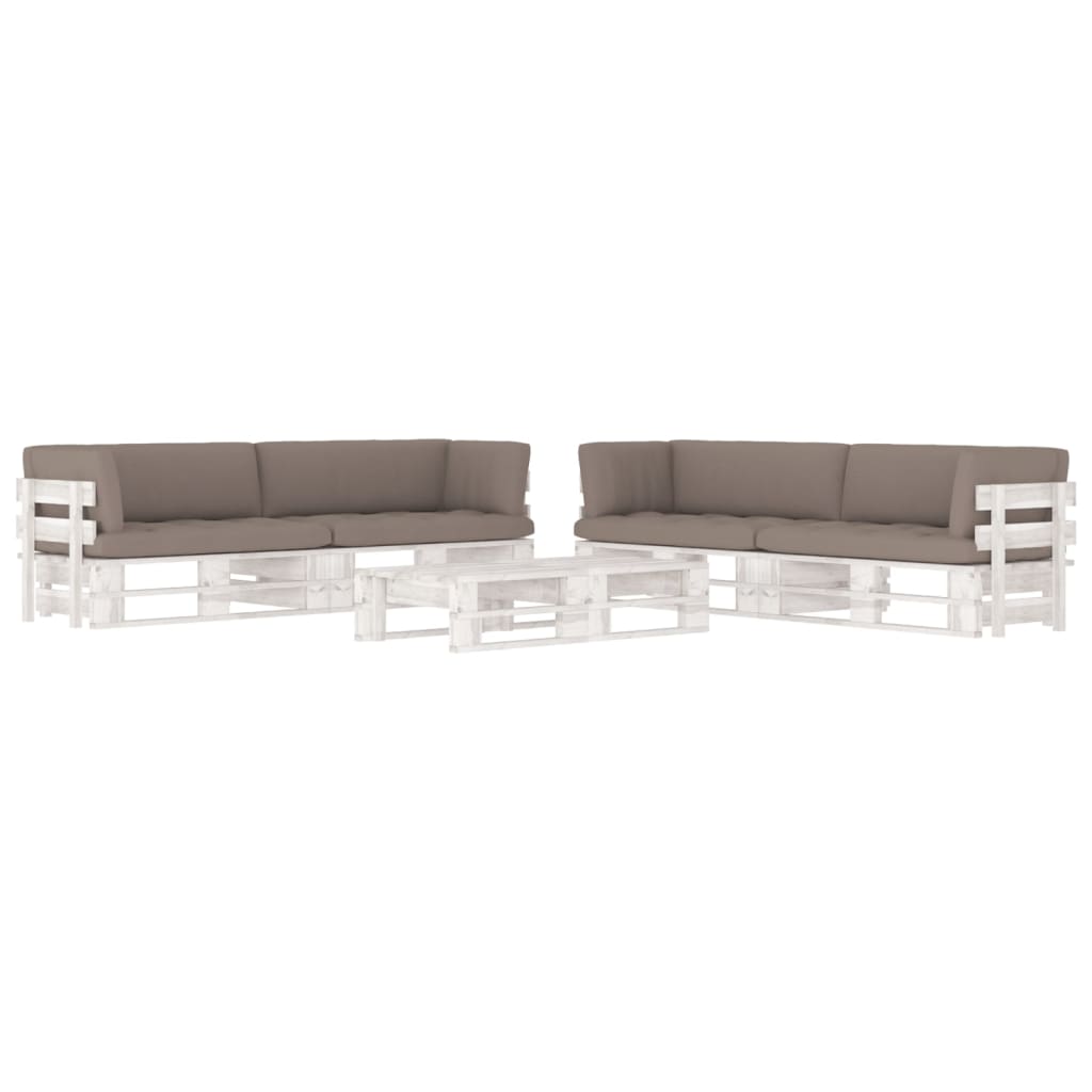 6-Delige Loungeset Pallet Met Kussens Geïmpregneerd Hout Taupe 1