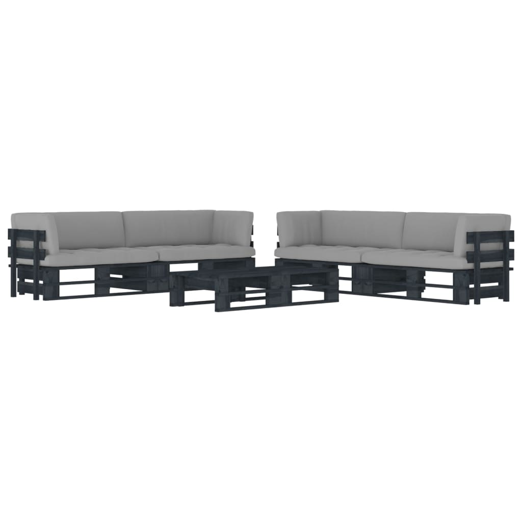 6-Delige Loungeset Pallet Met Kussens Geïmpregneerd Hout Grijs 1