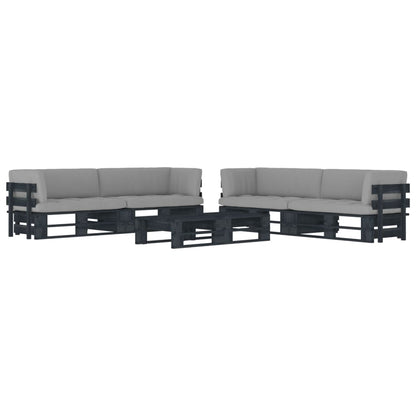 6-Delige Loungeset Pallet Met Kussens Geïmpregneerd Hout Grijs 1