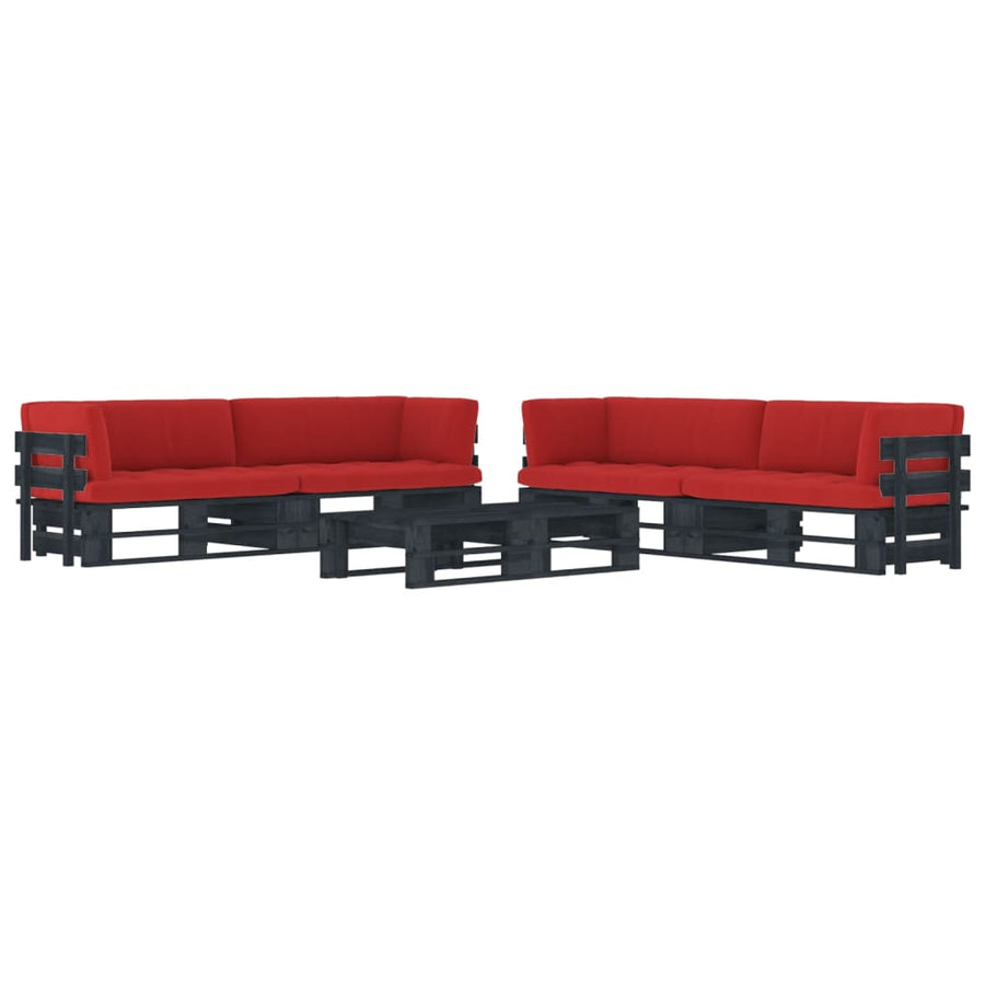 6-Delige Loungeset Pallet Met Kussens Geïmpregneerd Hout Rood 1