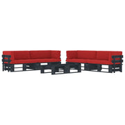 6-Piece Pallet Lounge Set with Cushions Impregnated Wood Red 1
