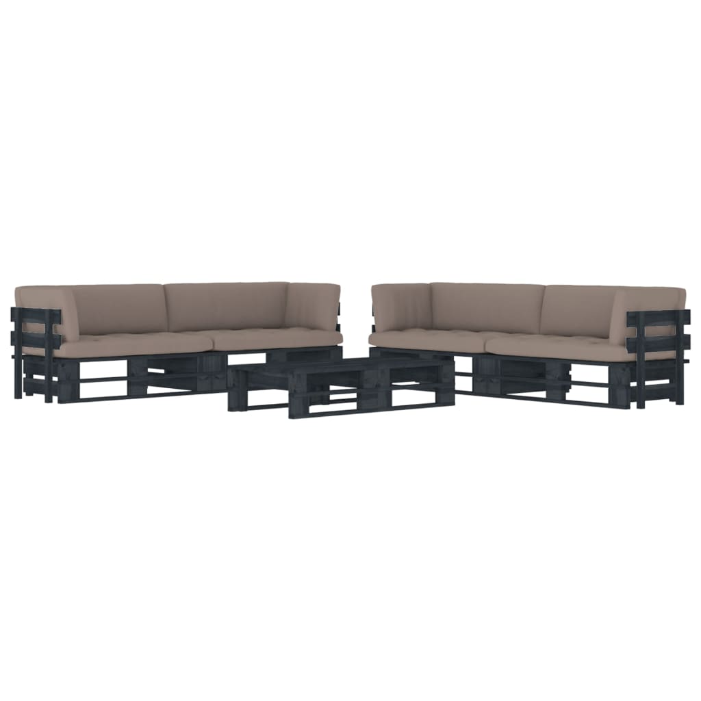 6-Delige Loungeset Pallet Met Kussens Geïmpregneerd Hout Taupe 1
