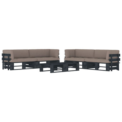 6-Delige Loungeset Pallet Met Kussens Geïmpregneerd Hout Taupe 1