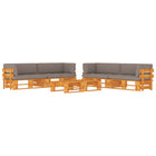 Loungeset 6-delig honingbruin grenenhout