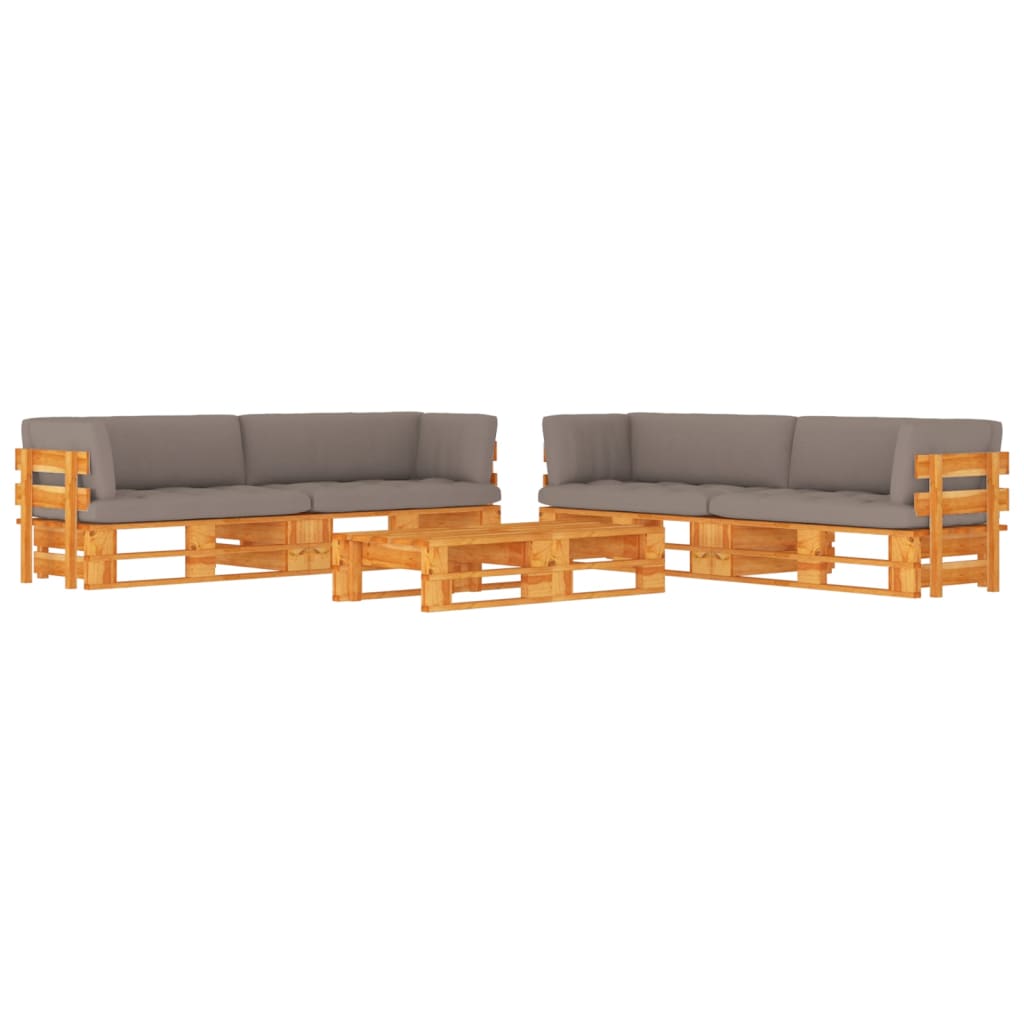 6-delige Loungeset pallet honingbruin geïmpregneerd grenenhout