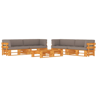 6-delige Loungeset pallet honingbruin geïmpregneerd grenenhout
