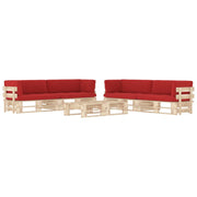 Loungeset 6-delig geïmpregneerd grenenhout rood