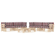 Loungeset 6-delig pallet geïmpregneerd grenenhout rood ruit