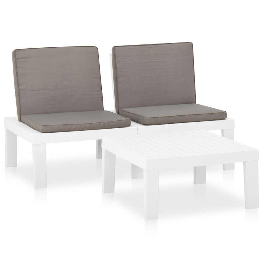 -Delige Loungeset Met Kussens Kunststof 2 Wit