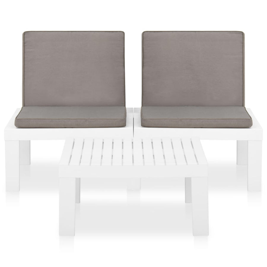 -Delige Loungeset Met Kussens Kunststof 2 Wit