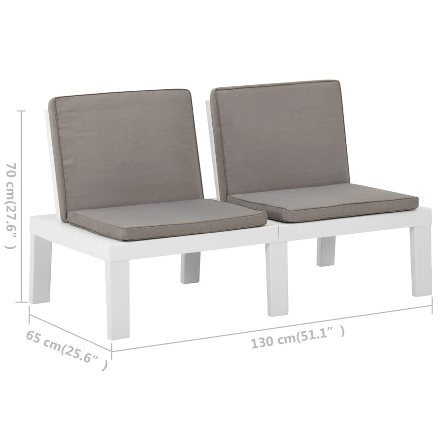 -Delige Loungeset Met Kussens Kunststof 2 Wit