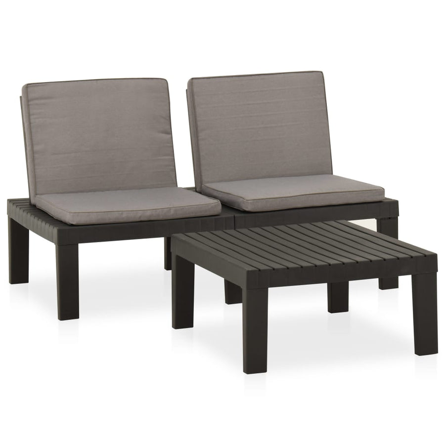 -Delige Loungeset Met Kussens Kunststof 2 Grijs