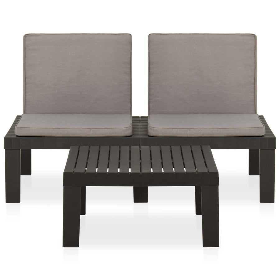 -Delige Loungeset Met Kussens Kunststof 2 Grijs