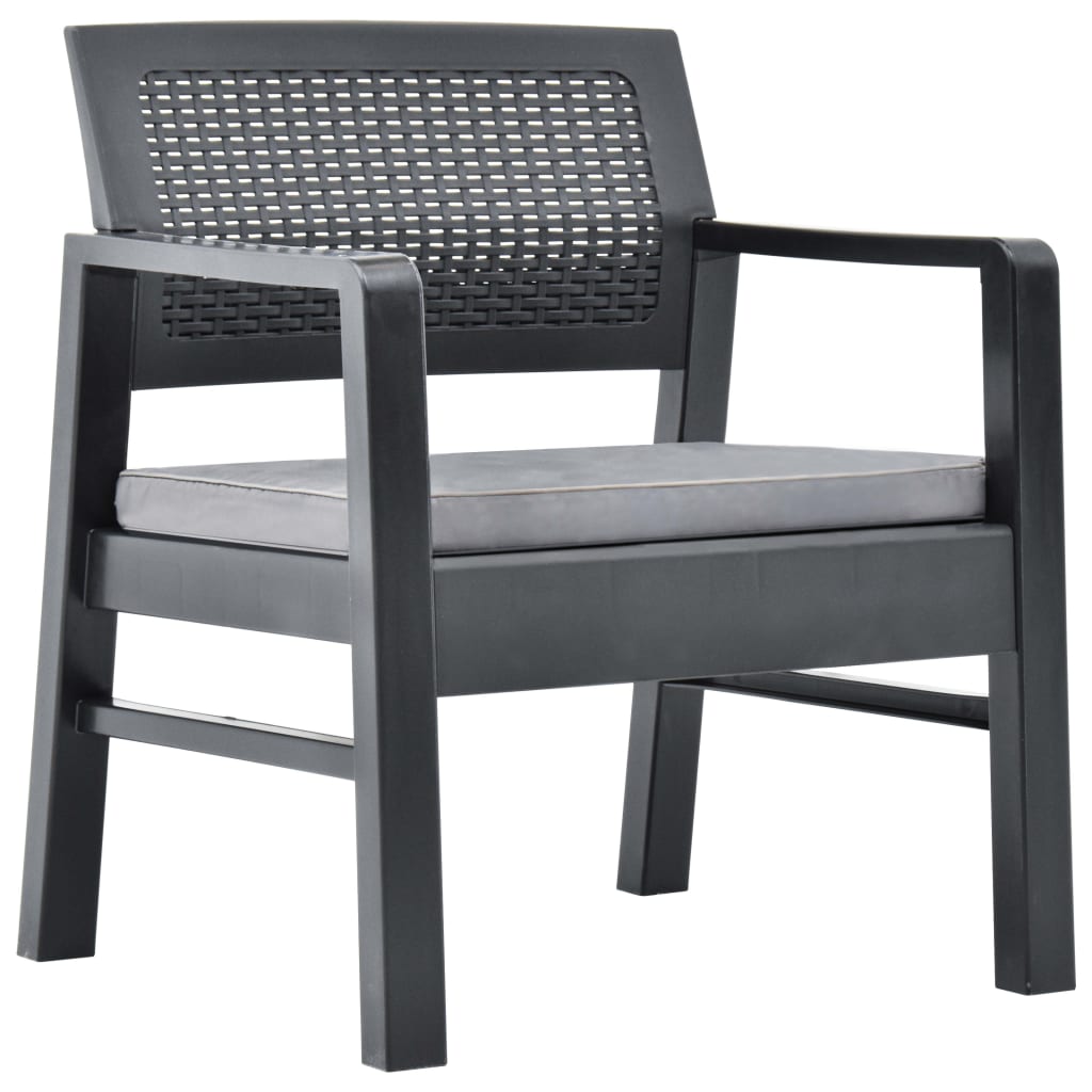 -Delige Loungeset Met Kussens Kunststof Grijs