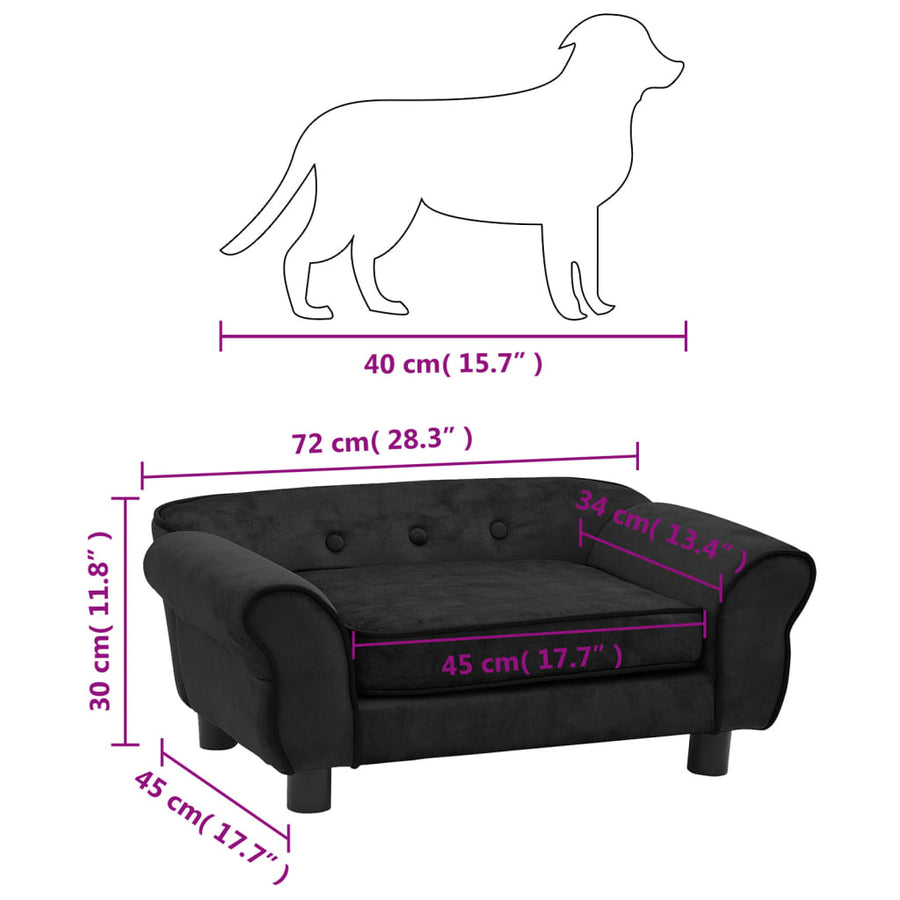 Hondenbank 72X45X30 Cm Pluche Zwart