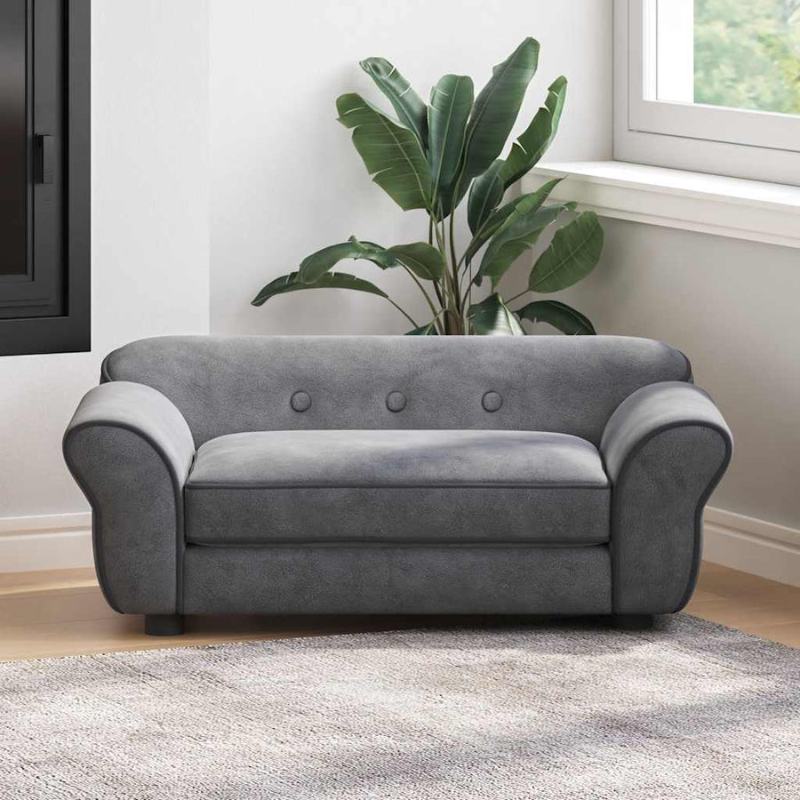 Hondenbank 72x45x30 cm pluche donkergrijs