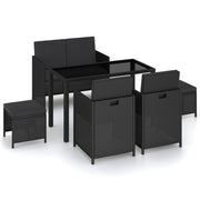 Tuinset poly rattan zwart met kussens