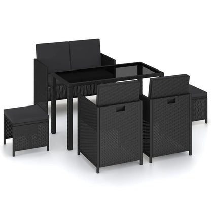 Tuinset Met Kussens Poly Rattan Zwart
