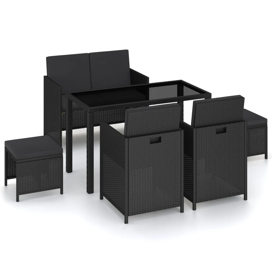 Tuinset Met Kussens Poly Rattan Zwart