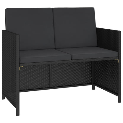 Tuinset Met Kussens Poly Rattan Zwart