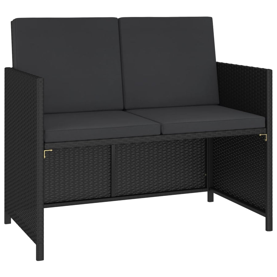 Tuinset Met Kussens Poly Rattan Zwart