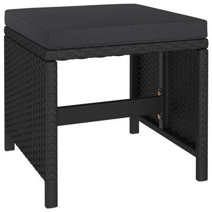 Tuinset Met Kussens Poly Rattan Zwart