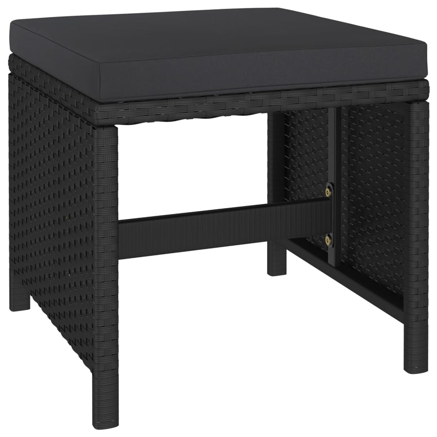 Tuinset Met Kussens Poly Rattan Zwart
