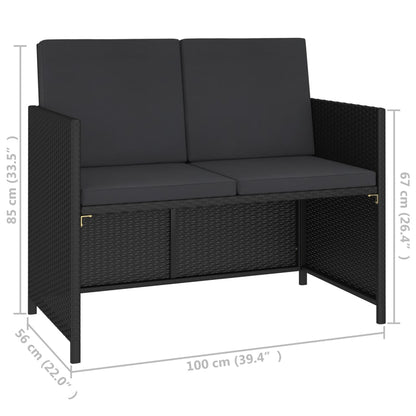 Tuinset Met Kussens Poly Rattan Zwart