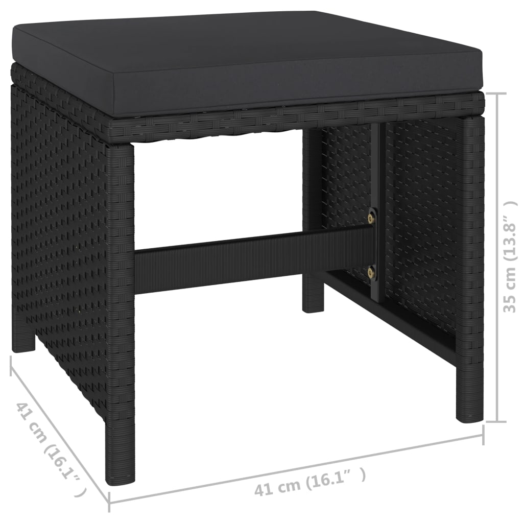 Tuinset Met Kussens Poly Rattan Zwart