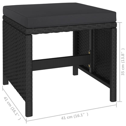 Tuinset Met Kussens Poly Rattan Zwart