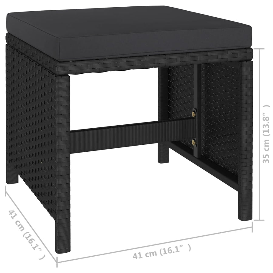 Tuinset Met Kussens Poly Rattan Zwart
