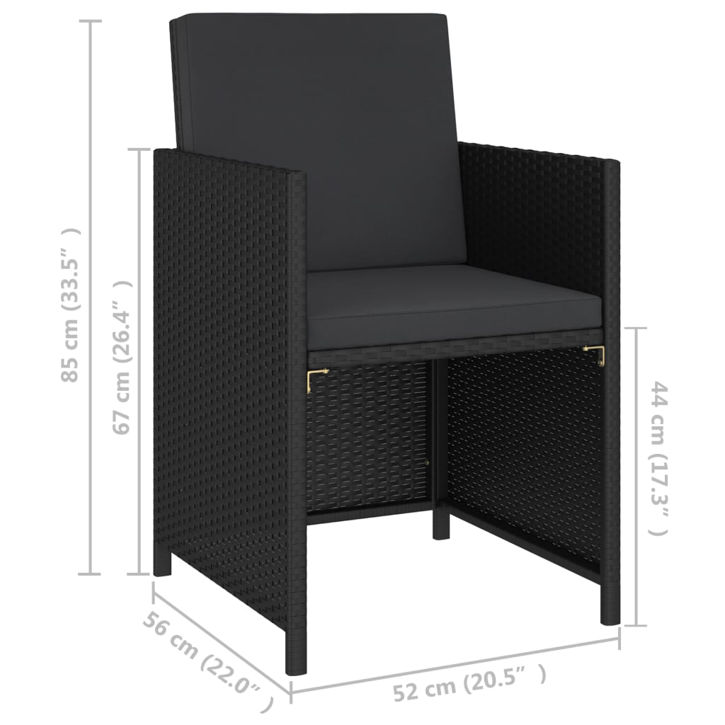 Tuinset Met Kussens Poly Rattan Zwart