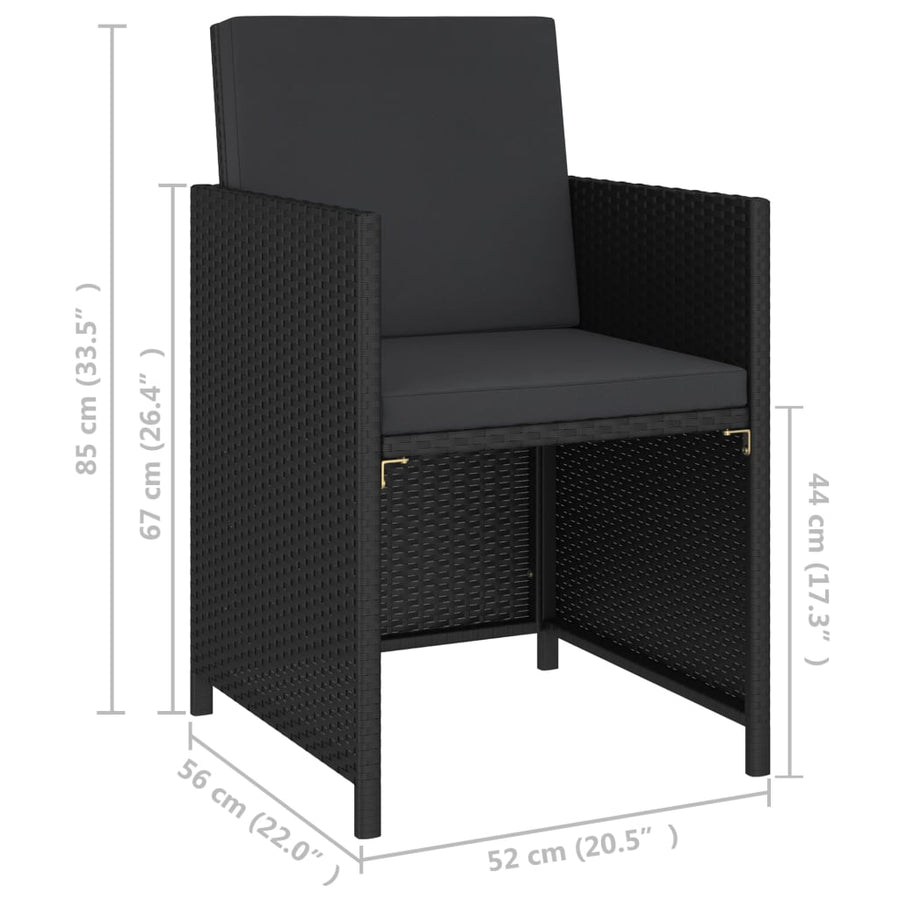 Tuinset Met Kussens Poly Rattan Zwart