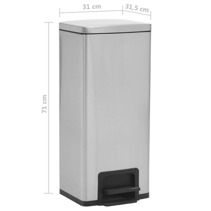 Pedaalemmer Met Anti-Vingerafdruk 30 L Rvs Kleurig Zilver