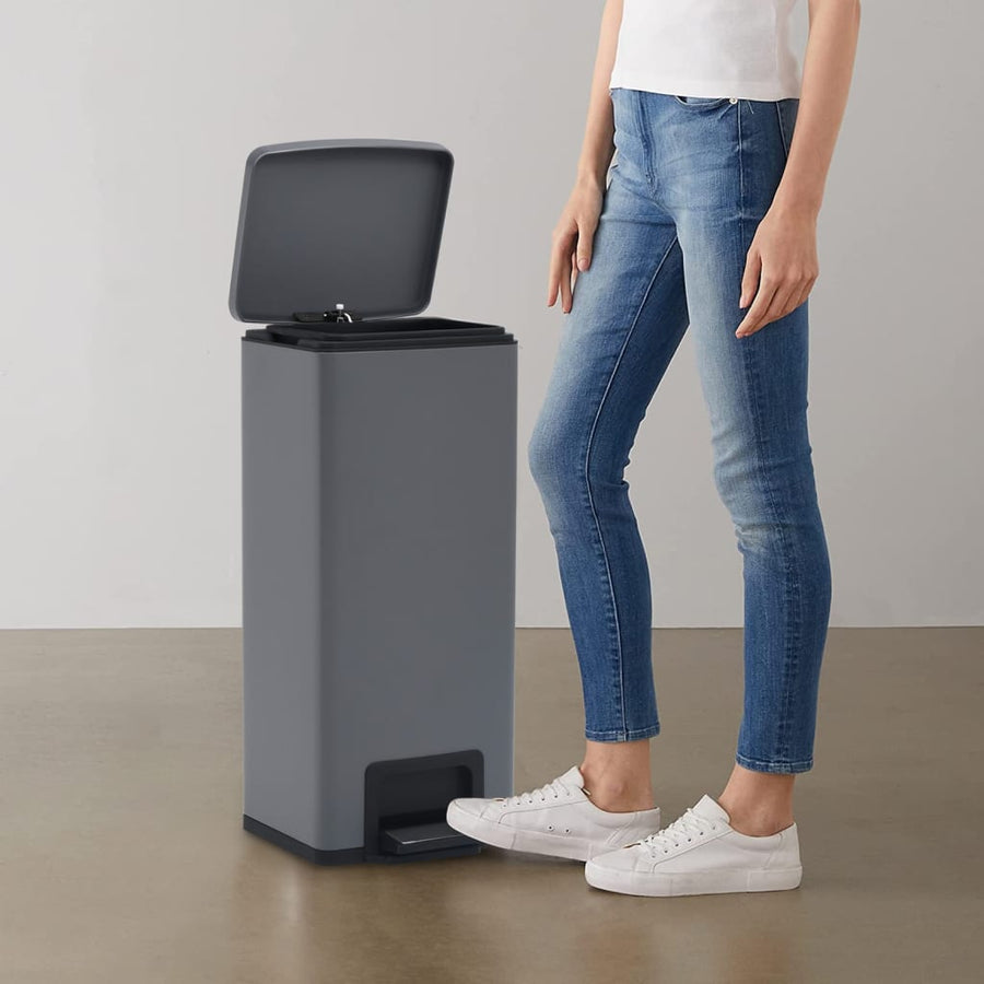 Pedaalemmer met anti-vingerafdruk 30 L RVS grijs Grijs