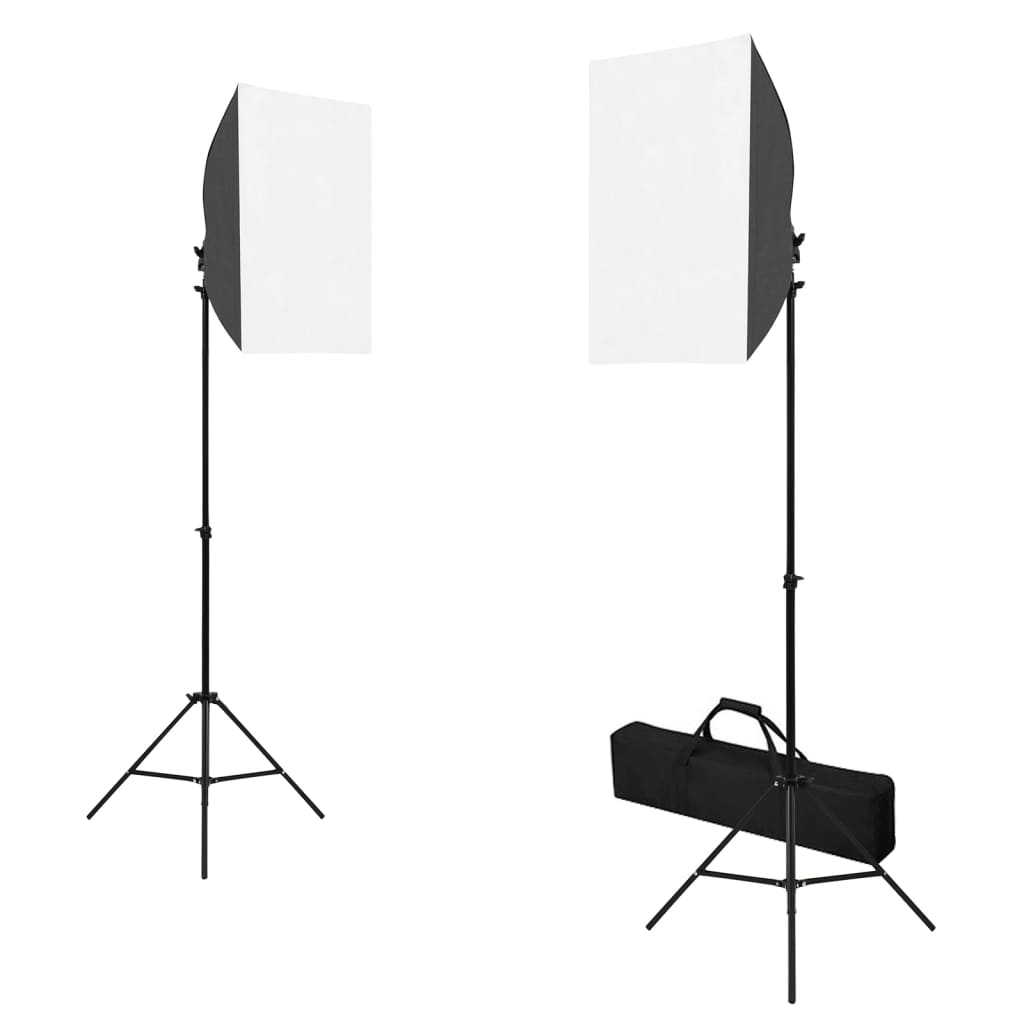 Fotostudioset Met Softboxlampen, Achtergrond En Reflector 300 x 300 cm Zwart